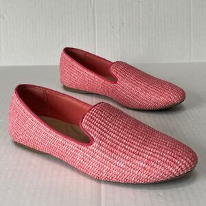 Birdies Womens The Starling Pink Lipstick Raffia Slip On Cushioned Flats Sz 9.5